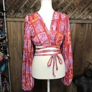 UO Florentina Print Wrap Top